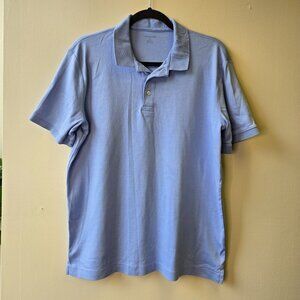 Lands End Preppy Country Club Blue Tailored Fit Polo Shirt L 42-44 Cotton Pima